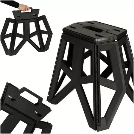 Taboret składany krzesełko kempingowe turystyczne 40 cm czarny - KX3294