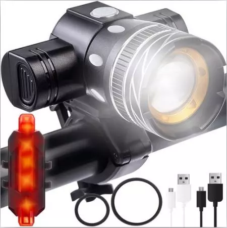 Lampka rowerowa LED CREE XM-L T6 na USB + tylne światło - KX5265
