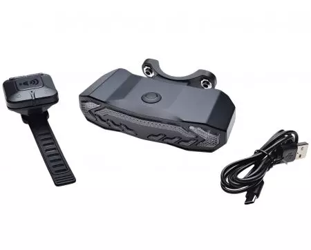 Lampka rowerowa tył LED pilot alarm dzwonek kierunkowskaz USB-C  - AWR1336