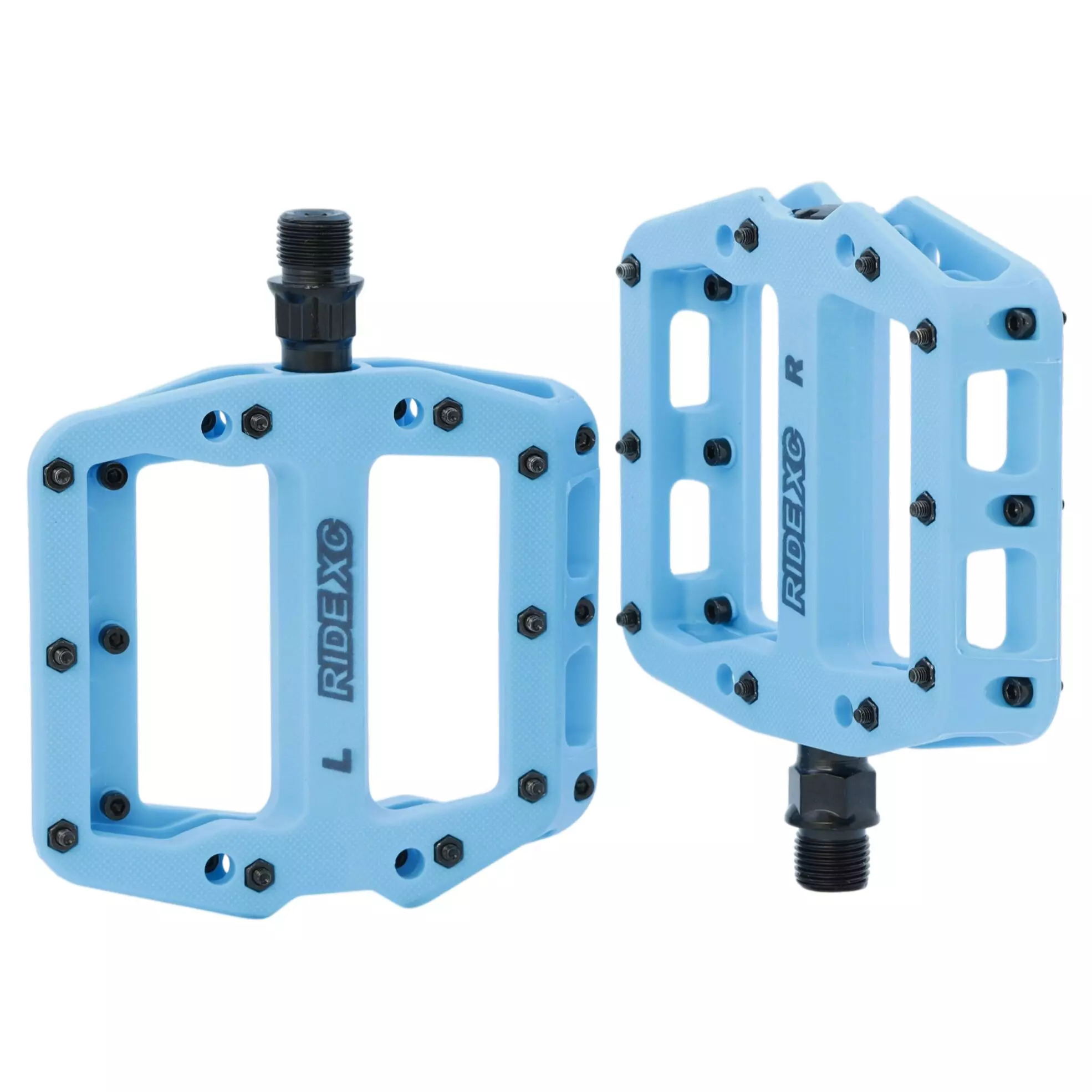 Pedały rowerowe platformowe z pinami RideXC MTB DH Niebieskie