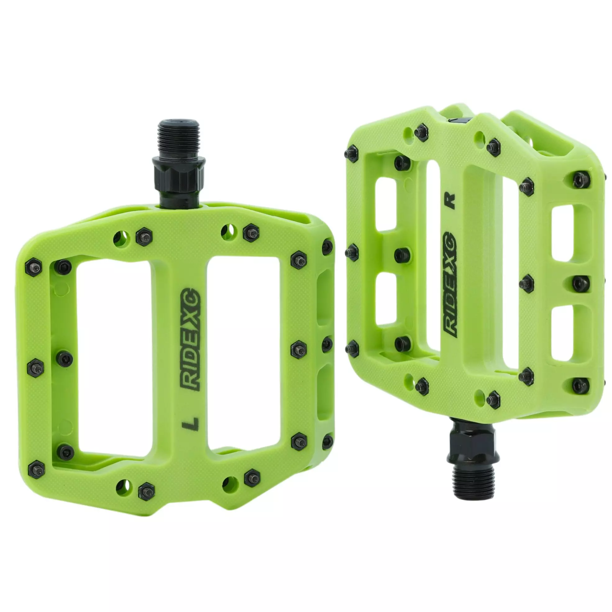 Pedały rowerowe platformowe z pinami RideXC MTB DH Zielone
