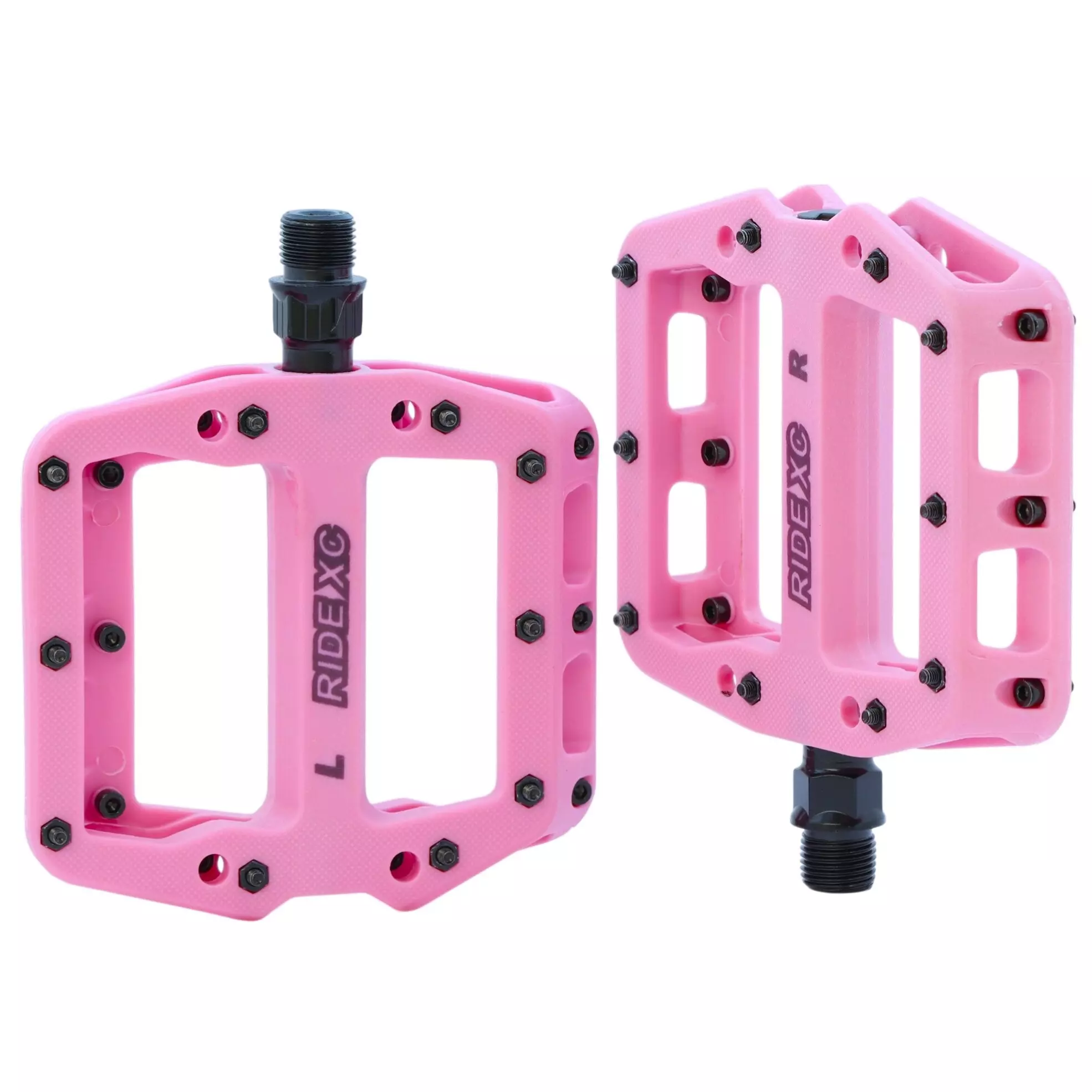 Pedały rowerowe platformowe z pinami RideXC MTB DH Różowe