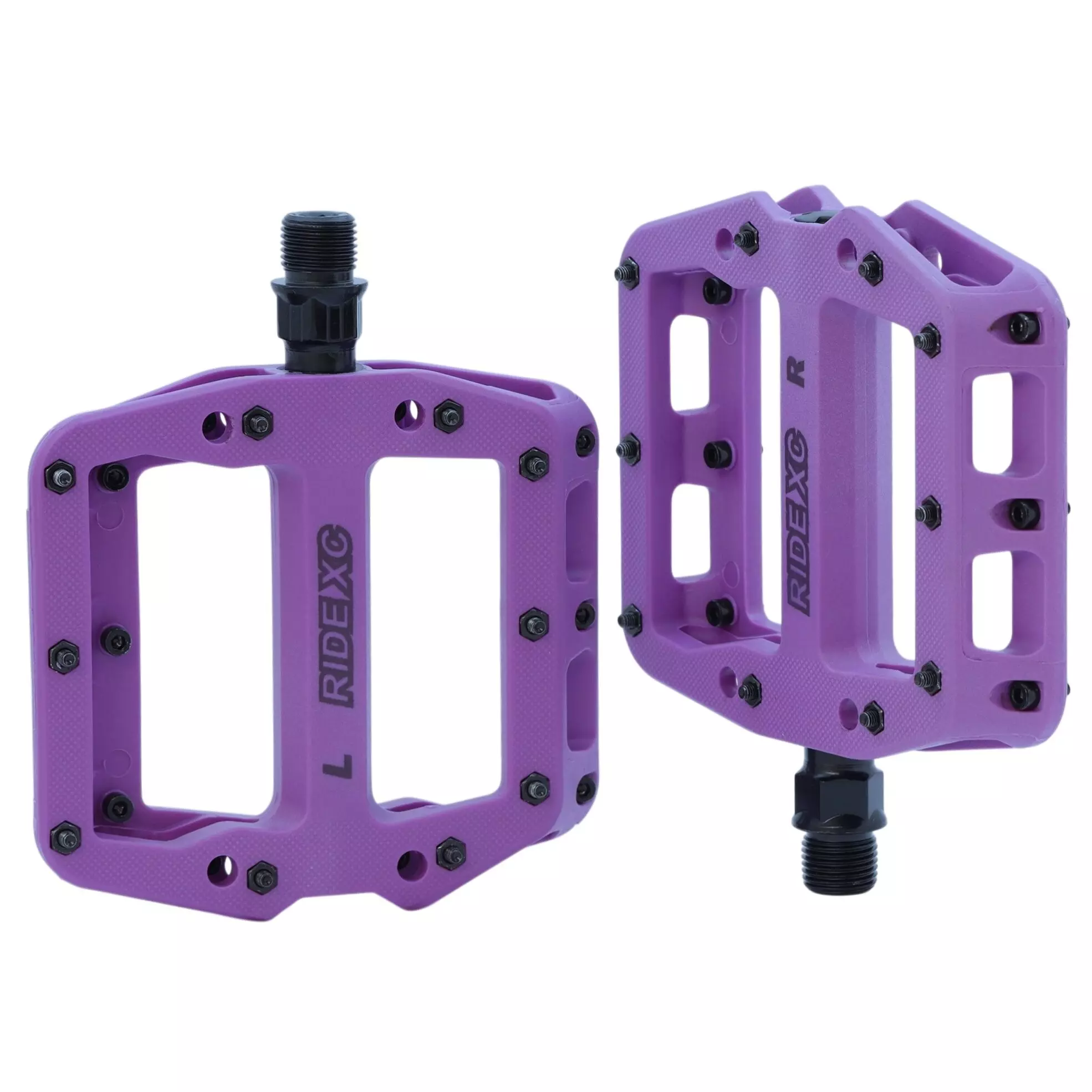 Pedały rowerowe platformowe z pinami RideXC MTB DH Fioletowe