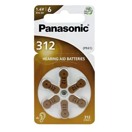 Bateria Panasonic 312 do aparatów słuchowych 6 szt blister  - PAN312