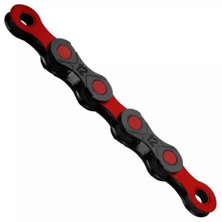 Łańcuch rowerowy 12s KMC DLC 12 126L czarno-czerwony woskowany - BD12BR126W